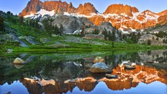Landscapes nature Mountains California lakes reflections USA