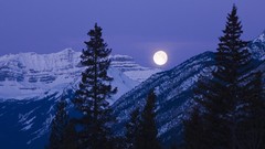 Landscapes nature Mountains Canada alberta moonlight rocks 