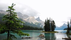 Landscapes nature Mountains Canada forests maligne lake
