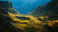 Landscapes nature Mountains cliffs sun rays valleys