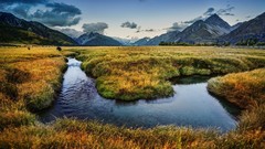 Landscapes nature Mountains clouds