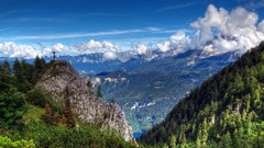 Landscapes nature Mountains clouds Alps Europe valleys