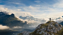 Landscapes nature Mountains clouds bench Italy national 