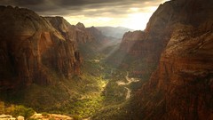 Landscapes nature Mountains clouds canyon sunlight valleys