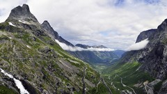 Landscapes nature Mountains clouds hills Norway valleys 