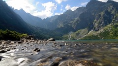Landscapes nature Mountains clouds hills Poland rocks lakes 