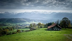 Landscapes nature Mountains clouds houses skylines