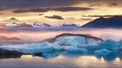 Landscapes nature Mountains clouds ice lagoon iceberg iceland