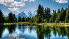 Landscapes nature Mountains clouds lakes forests