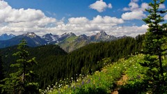 Landscapes nature Mountains clouds lakes forests ridge lakeview