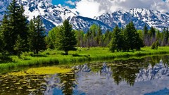 Landscapes nature Mountains clouds lakes reflections forests