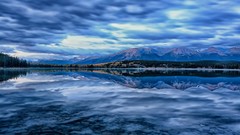 Landscapes nature Mountains clouds lakes reflections skies