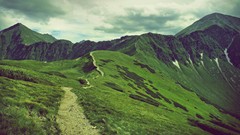 Landscapes nature Mountains clouds paths