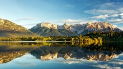Landscapes nature Mountains clouds reflections