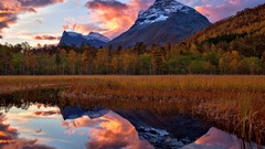 Landscapes nature Mountains clouds reflections