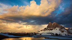 Landscapes nature Mountains clouds reflections