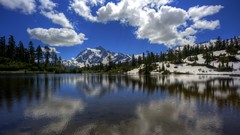 Landscapes nature Mountains clouds reflections