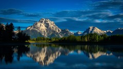 Landscapes nature Mountains clouds reflections