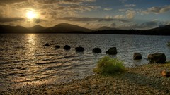 Landscapes nature Mountains clouds reflections