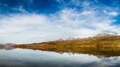 Landscapes nature Mountains clouds reflections snowy peaks