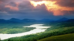 Landscapes nature Mountains clouds rivers