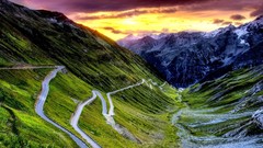 Landscapes nature Mountains clouds roads