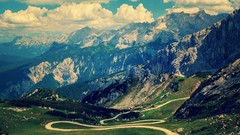 Landscapes nature Mountains clouds roads paths