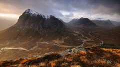 Landscapes nature Mountains clouds roads rivers snowy peaks 