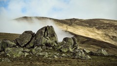 Landscapes nature Mountains clouds smoke rocks