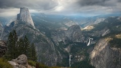 Landscapes nature Mountains clouds Yosemite National Park 