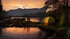 Landscapes nature Mountains evening Wood
