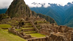 Landscapes nature Mountains Green ancient Machu Pichu