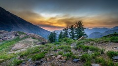 Landscapes nature Mountains highterrain smoke drift