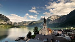 Landscapes nature Mountains lakes houses cities churches 