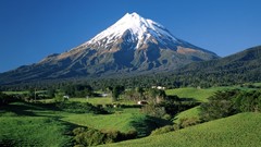 Landscapes nature Mountains New Zealand Taranaki snow caps 