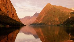 Landscapes nature Mountains Norway lakes reflections Scandinavia