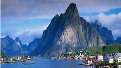 Landscapes nature Mountains Norway lofoten Reine