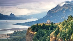 Landscapes nature Mountains point House lakes Beaches forests 