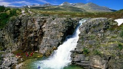 Landscapes nature Mountains sky rocks falls