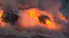 Landscapes nature Mountains smoke Hawaii lava waves steam 