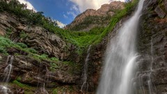 Landscapes nature Mountains waterfalls cliffs Reefs mount 