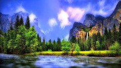 Landscapes nature Mountains waterfalls forests