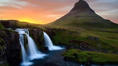 Landscapes nature Mountains waterfalls iceland