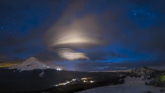 Landscapes nature night Mountains clouds Oregon snowy peaks