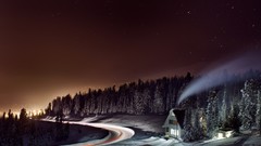Landscapes nature night Russia houses national geographic 