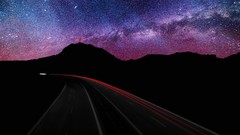 Landscapes nature night Stars blue Mountains hills purple Milky 