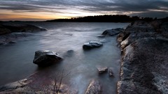 Landscapes nature night water rocks lakes skyscapes
