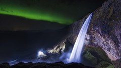 Landscapes nature night water waterfalls cliff rivers iceland 