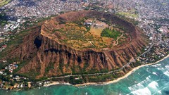 Landscapes nature ocean coast crater Hawaii Beaches cityscapes 