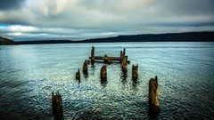 Landscapes nature ocean old dock